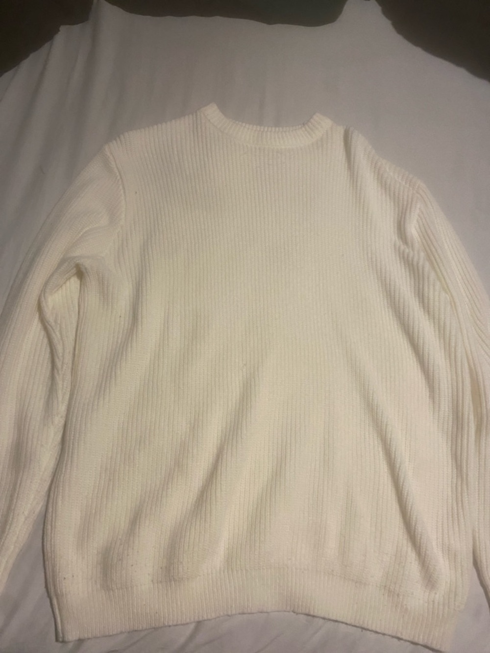 Men's Cream Ribbed Crewneck Sweater